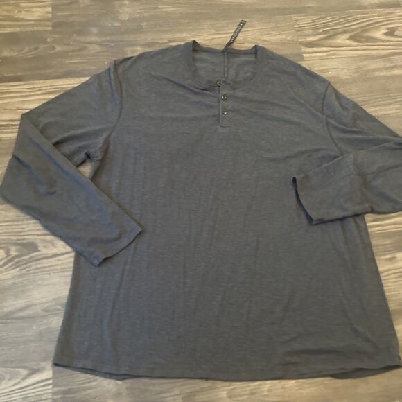 LULULEMON Men’s Soft Jersey Henley Long Sleeve Shirt Dark Grey Size 2XL - Picture 3 of 9